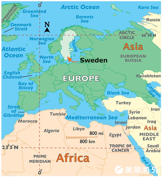 瑞典世界地图