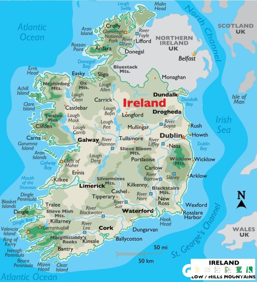 爱尔兰在哪里属于哪个洲(爱尔兰在世界地图上的位置)